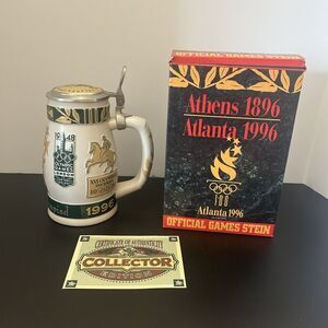 1996 Atlanta Official Centennial Olympic Games Anheuser Busch Lidded Stein w/Box
